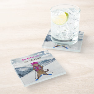 Glass Coaster, Shred the Pow Ski Cat Coaster