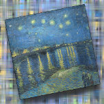 Glass COASTER - "Starry Night Rhone" - van Gogh<br><div class="desc">An image of "Starry Night Over the Rhone" (1888) by Vincent van Gogh is featured on this square glass Coaster. ►The image cannot be removed or replaced. ►Customize/personalize by adding custom text in your choice of font (style, color, size), or an additional image or a logo. Makes a colorful and...</div>
