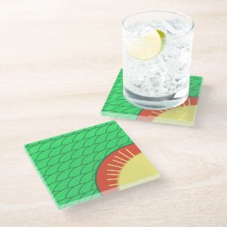 Glass Coaster - Sun over Green Hills