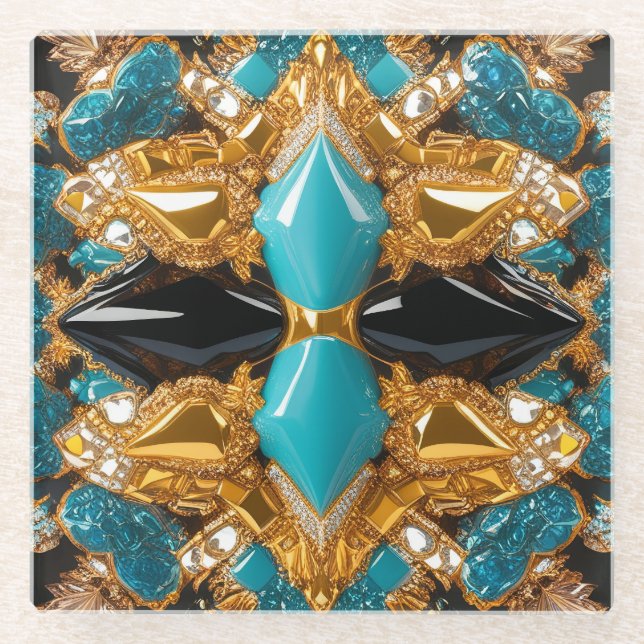 Glass coaster with Bahamas Colors (Front)