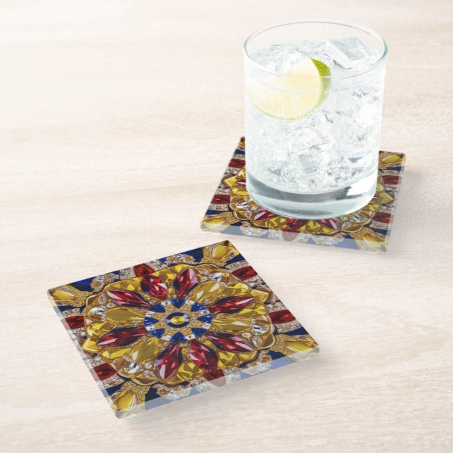 Glass coaster with Colombia Colors (Angled)