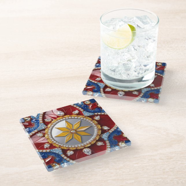 Glass coaster with Colombian Colors (Angled)
