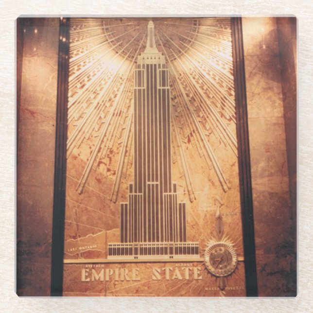 Glass Coaster with Empire State Building Plaque (Front)