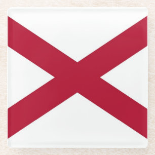 Glass coaster with flag of Alabama, USA