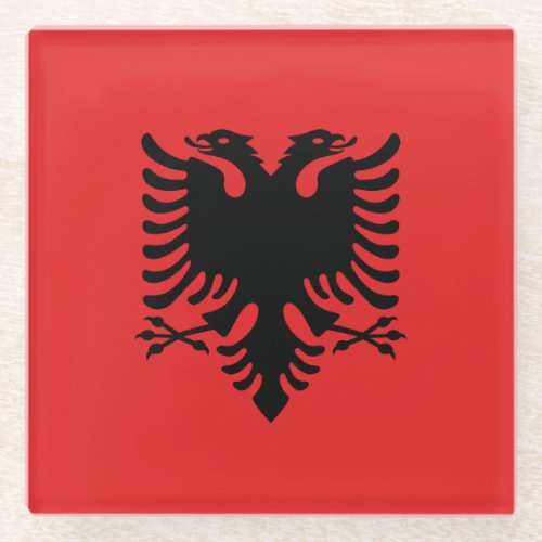 Glass coaster with flag of Albania