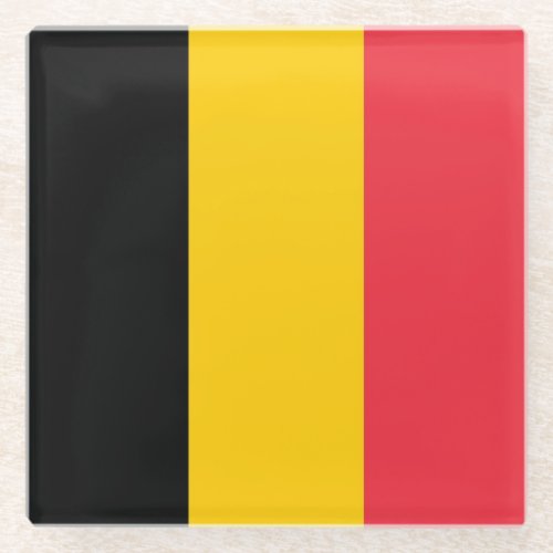 Glass coaster with flag of Belgium