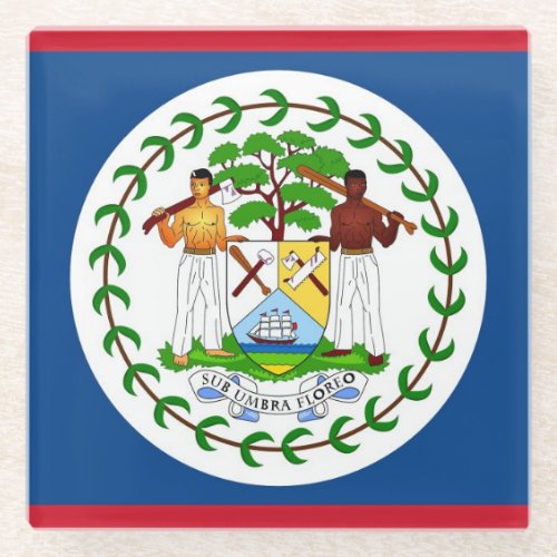 Glass coaster with flag of Belize