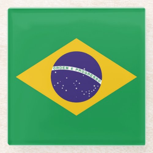 Glass coaster with flag of Brazil