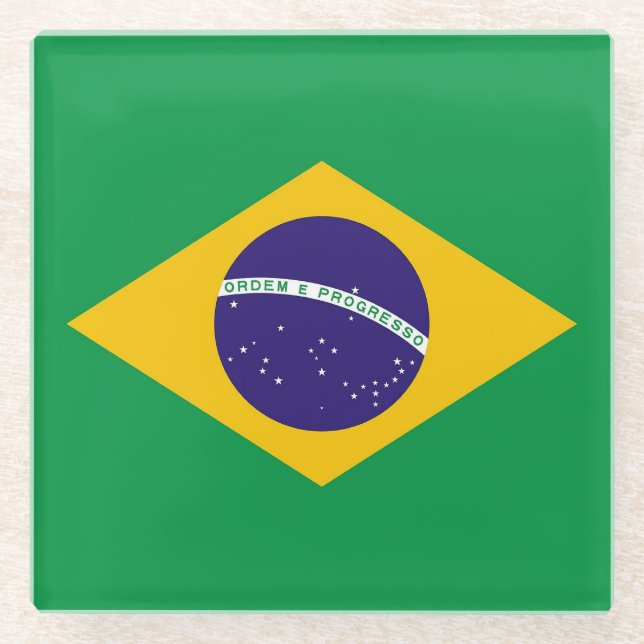 Glass coaster with flag of Brazil (Front)