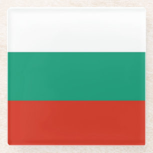 Glass coaster with flag of Bulgaria