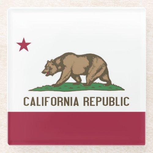 Glass coaster with flag of California USA