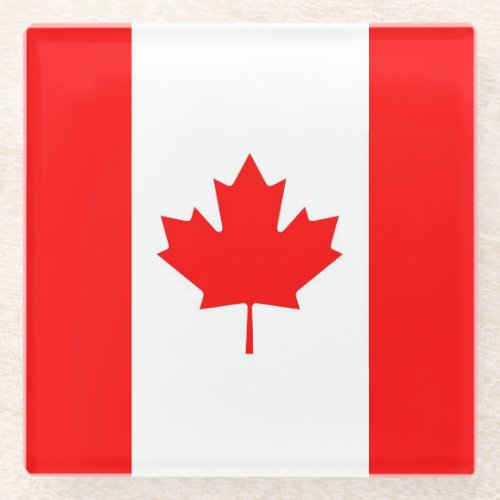 Glass coaster with flag of Canada