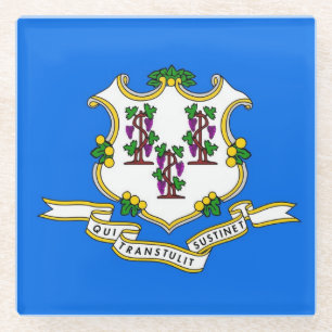 Glass coaster with flag of Connecticut, USA