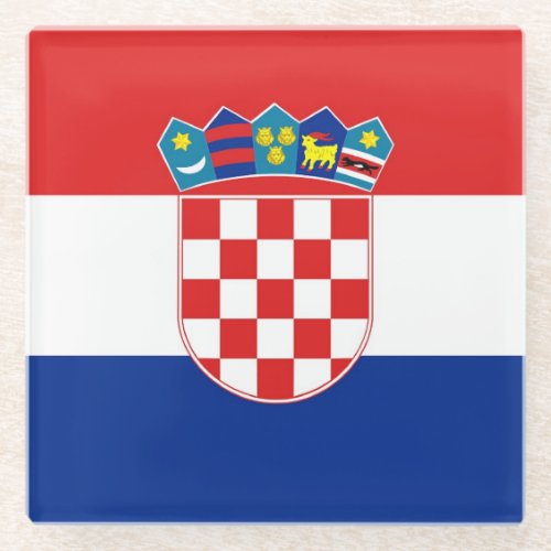 Glass coaster with flag of Croatia