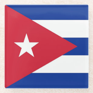 Glass coaster with flag of Cuba