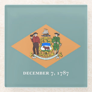 Glass coaster with flag of Delaware, USA
