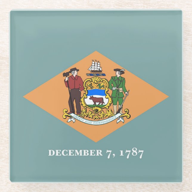 Glass coaster with flag of Delaware, USA (Front)