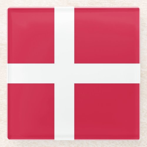 Glass coaster with flag of Denmark