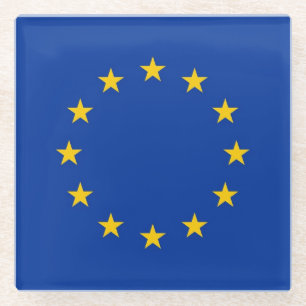 Glass coaster with flag of European Union