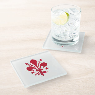 Glass coaster with flag of Florence, Italy