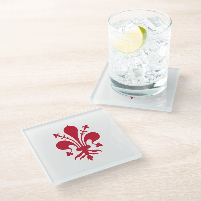 Glass coaster with flag of Florence, Italy (Angled)