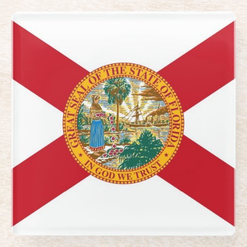 Glass coaster with flag of Florida USA