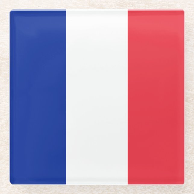 Glass coaster with flag of France (Front)