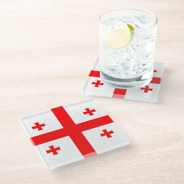 Glass coaster with flag of Georgia (Angled)