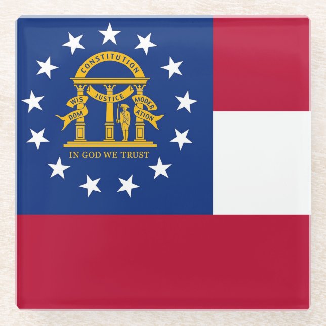 Glass coaster with flag of Georgia, USA (Front)