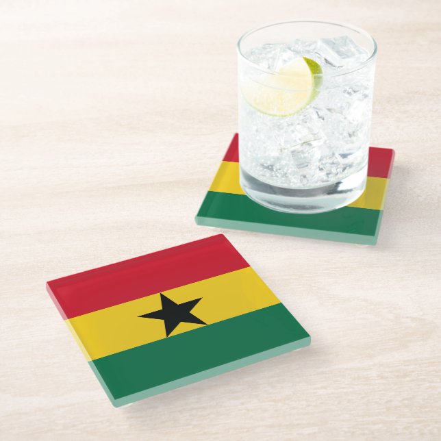 Glass coaster with flag of Ghana (Angled)