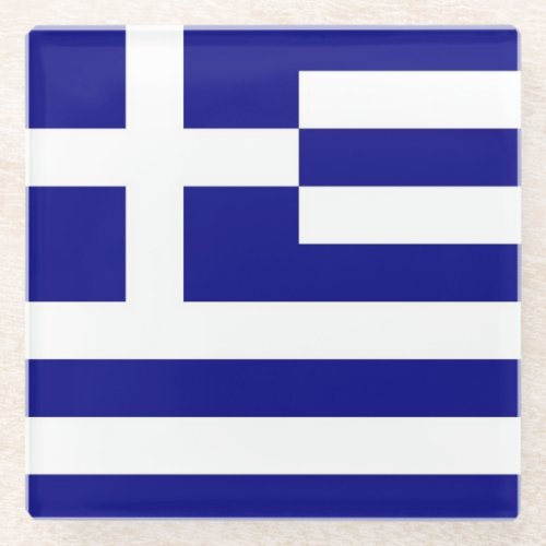 Glass coaster with flag of Greece