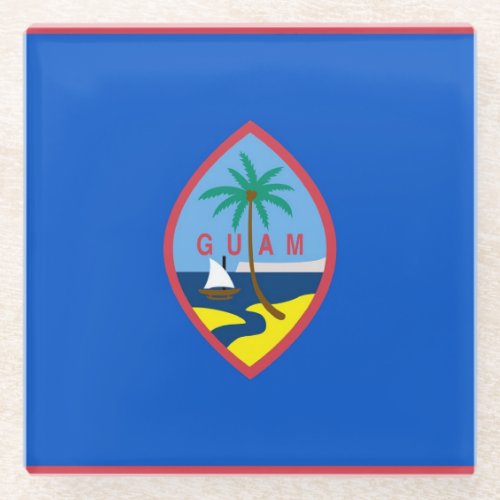 Glass coaster with flag of Guam USA