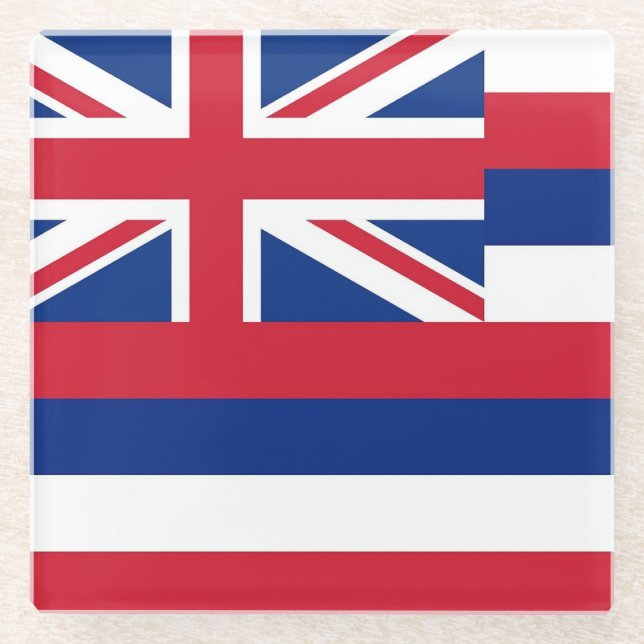 Glass coaster with flag of Hawaii, USA (Front)