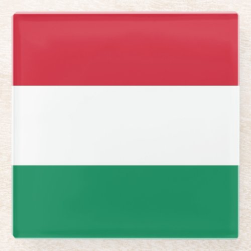 Glass coaster with flag of Hungary