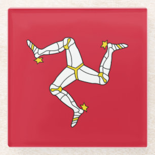 Glass coaster with flag of Isle of Man, UK