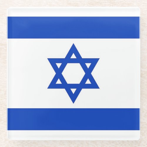 Glass coaster with flag of Israel