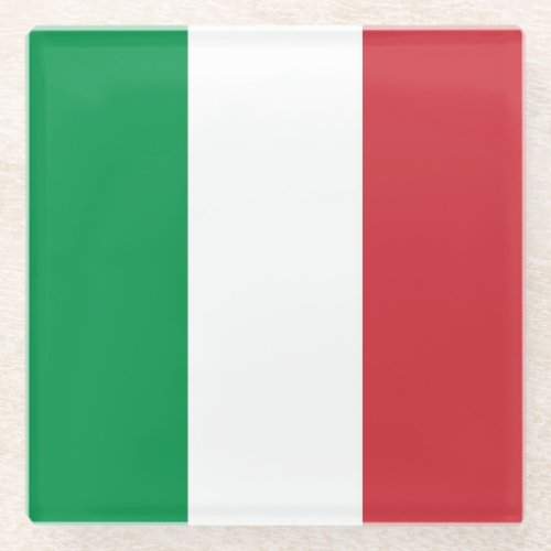 Glass coaster with flag of Italy