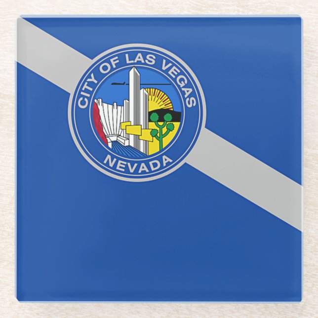 Glass coaster with flag of Las Vegas, Nevada, USA (Front)