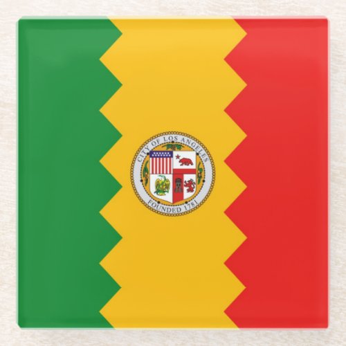 Glass coaster with flag of Los Angeles USA