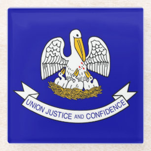 Glass coaster with flag of Louisiana, USA