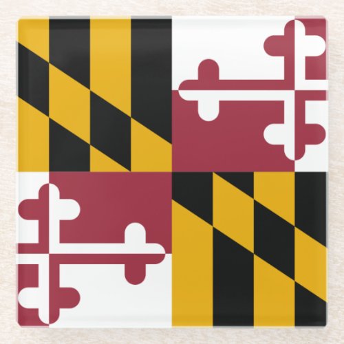 Glass coaster with flag of Maryland USA