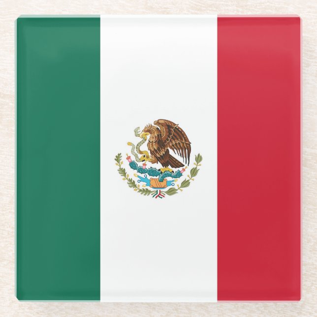 Glass coaster with flag of Mexico (Front)