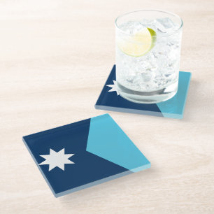 Glass coaster with flag of Minnesota, USA