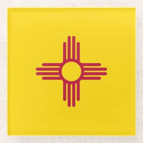 Glass coaster with flag of New Mexico USA
