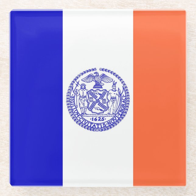 Glass coaster with flag of New York City, USA (Front)