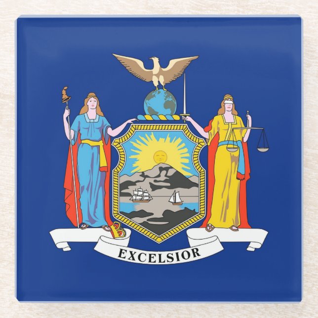 Glass coaster with flag of New York, USA (Front)