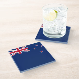 Glass coaster with flag of New Zealand
