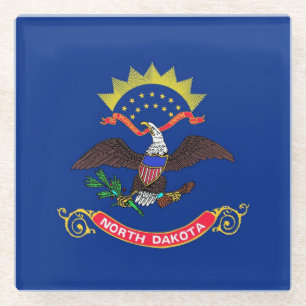 Glass coaster with flag of North Dakota, USA
