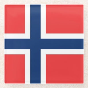Glass coaster with flag of Norway