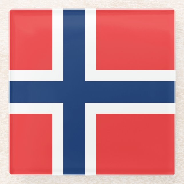 Glass coaster with flag of Norway (Front)